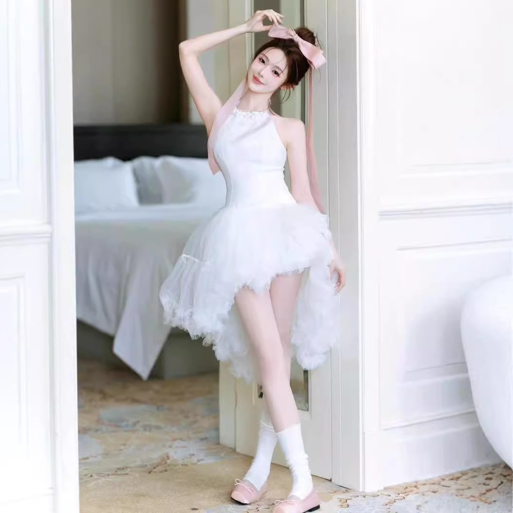 ブライダルエンゲージメントドレスウェディングドレスリトルホワイトドレスバンケットバースデードレス