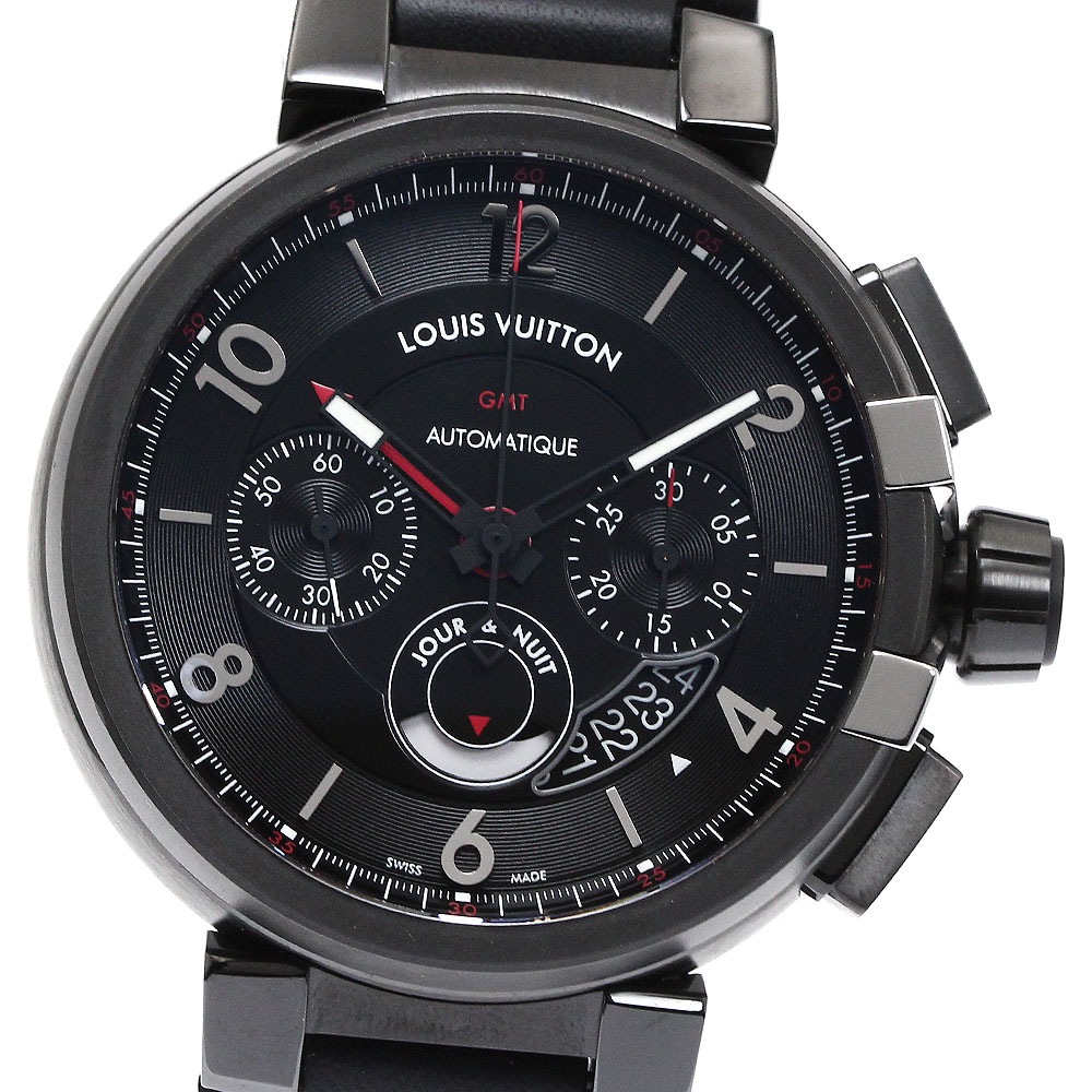 ルイ・ヴィトン LOUIS VUITTON Q10580 タンブールエボリューション GMT クロノグラフ 自動巻き メンズ 箱・保証書付き_874397【中古】