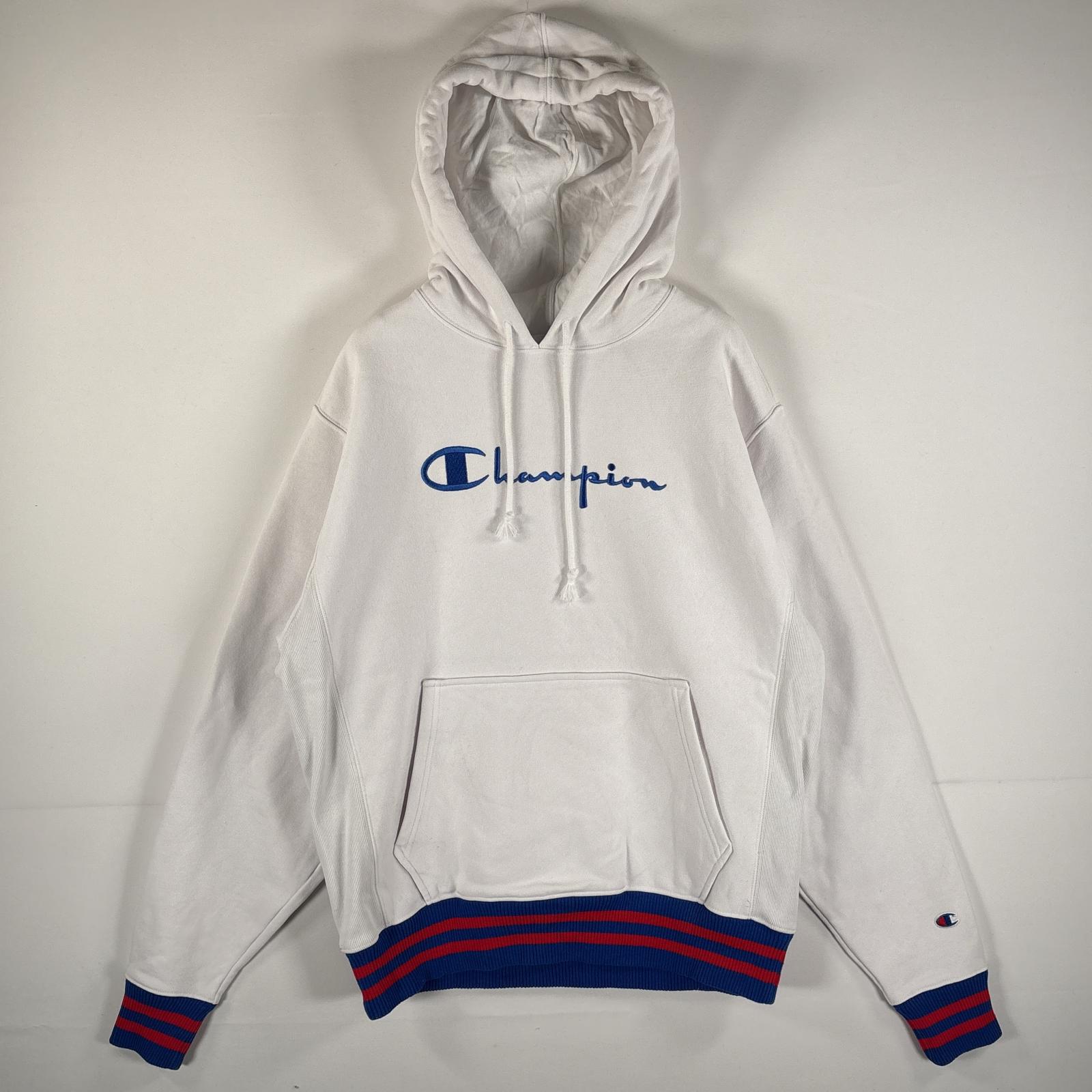 古着 パーカー リバースウィーブ ビッグロゴ 復刻 マフポケット MEDIUM（JPN XL） ホワイト メンズ