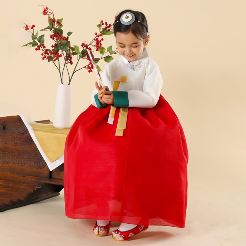 アガミョンジュの女の子の白雪野花韓服セット