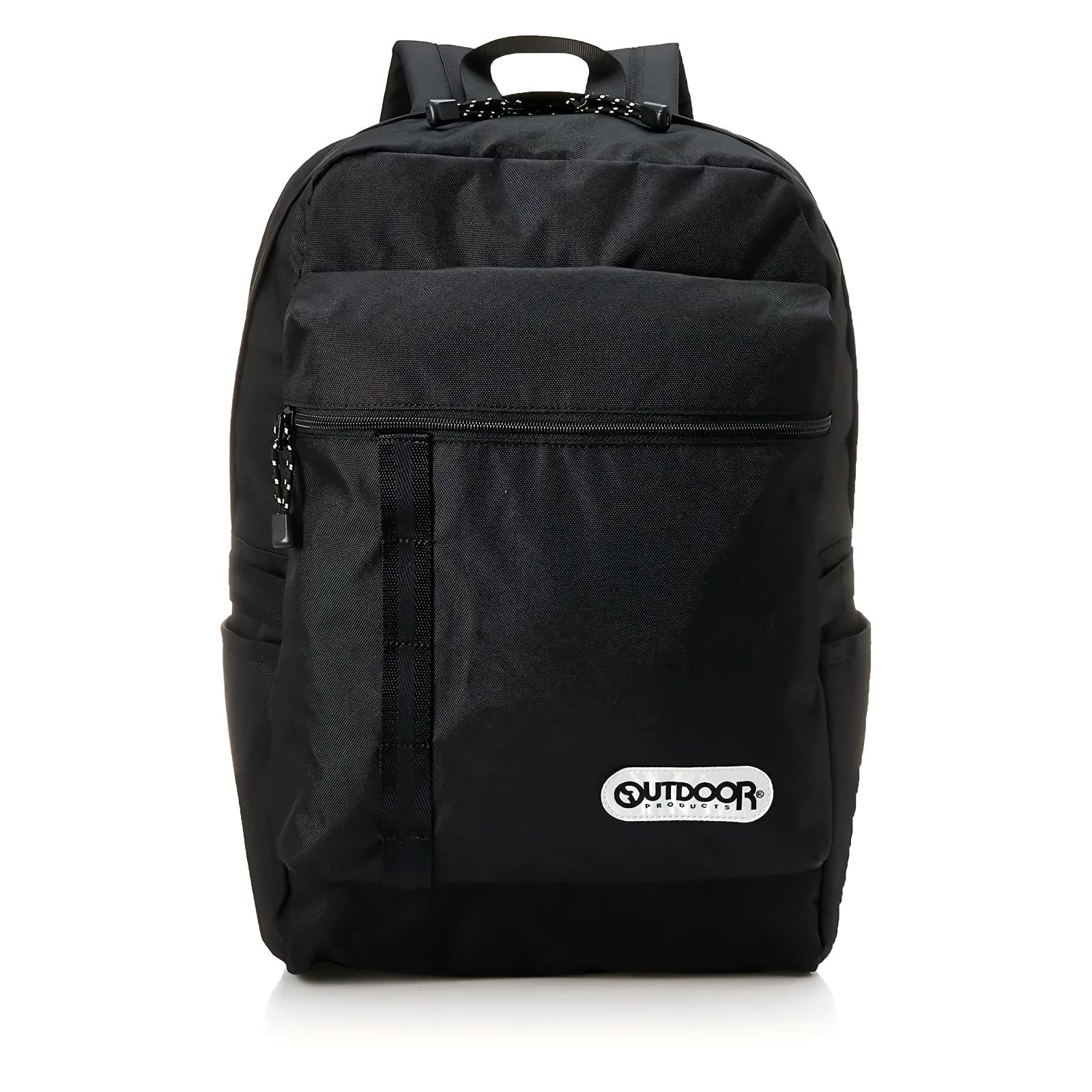 [アウトドアプロダクツ] リュック 大容量 無地 ポケット多数 A4収納 PC収納 ラインテープ メンズ ブラック F