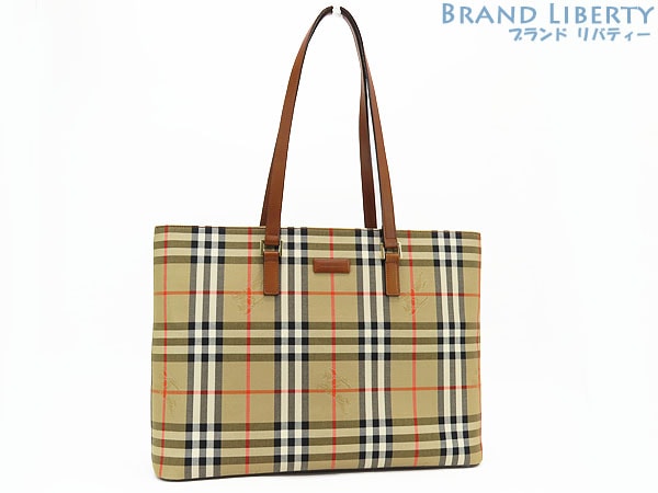 超美品バーバリーロンドンヘイマーケットチェックトートバッグハンドバッグベージュブラウンキャンバス 47,988円