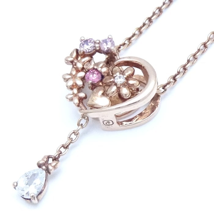 ハート ネックレス フラワーモチーフ キュービックジルコニア シルバー925/292720【中古】