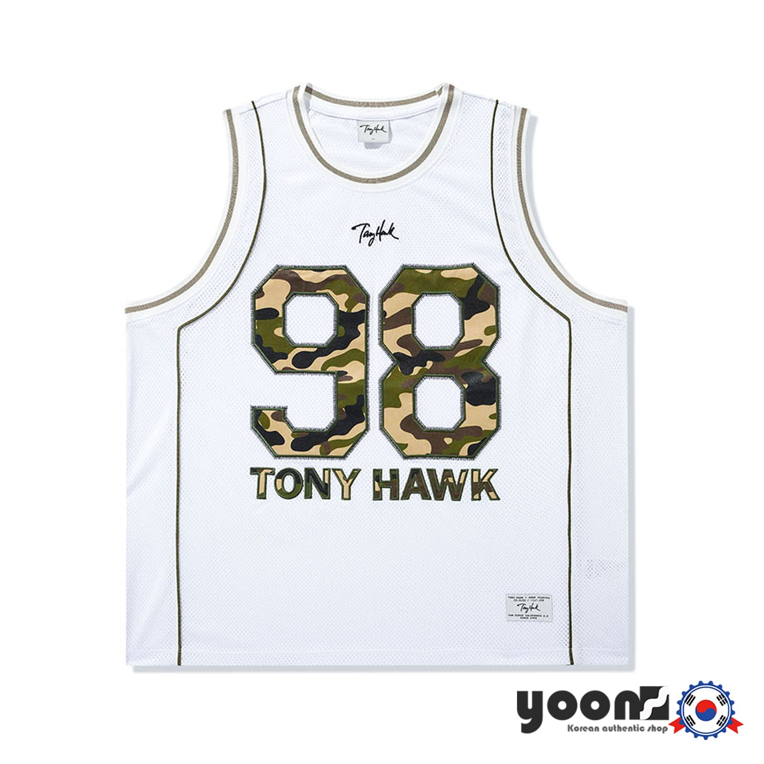[TONY HAWK] 98 メッシュ トラック ノースリーブ Tシャツ (ホワイト)