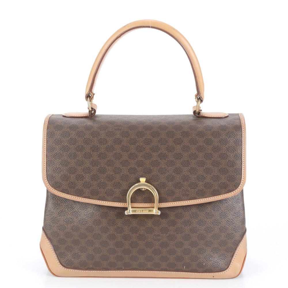 ヴィンテージ マカダム レザー×コーティングキャンバス ハンドバッグ トート 本革 ブラウン 茶色 ブランド レディース ERE CP12-9 中古