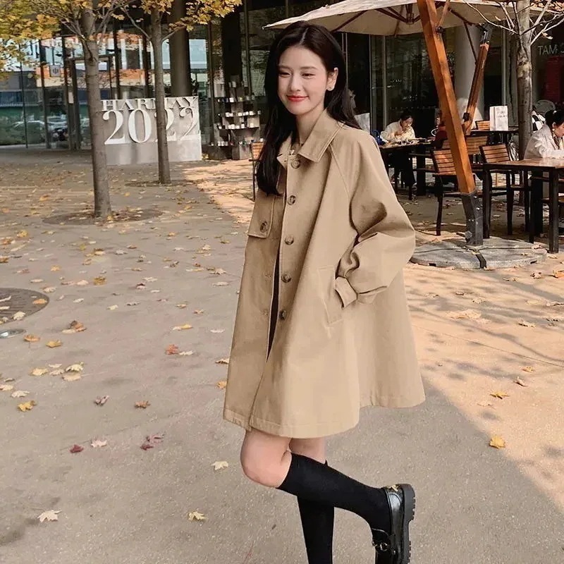 ゆったり アウター 英伦風 レディース セミロング トレンチコート韓国人気商品トレンチコート カジュアル