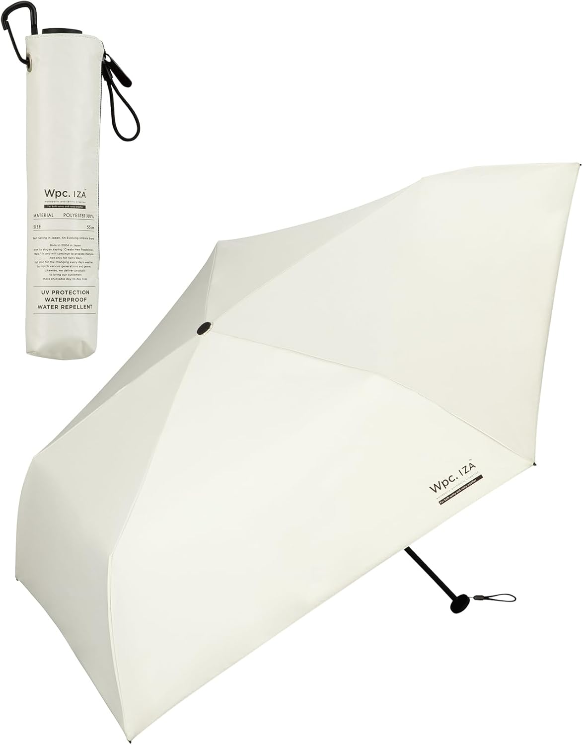 Wpc. IZA 男の晴雨兼用傘軽量・スリムLIGHT＆SLIM オフ 遮光率1%・UVカット率1%・UPF5＋・遮熱 日傘 メンズ イーザ 男性 折りたたみ傘 19g 軽い おしゃれ 無地 レディー