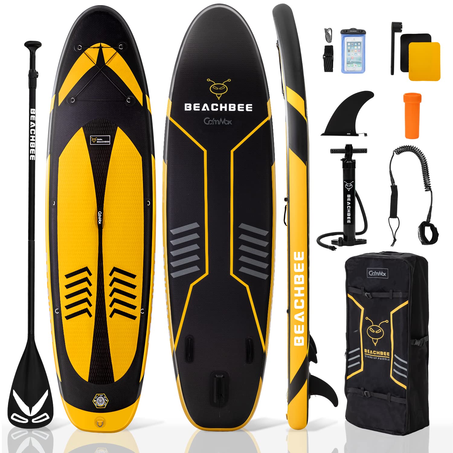 CalmMax SUP サップボード プパドルボード SUP 釣り用 長320cm 幅80cm 厚15cm 耐荷重量160kg 初心者sup 防水電話バッグ 調節可能なパドル ハンドポンプ ボトムフィ