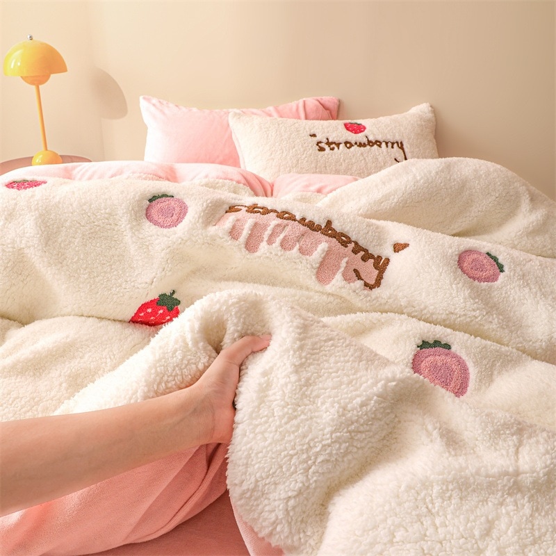 ins少女A類全つや消しミルクレーヨン4点セット秋冬子供用ベッド冬両面サンゴレーヨン3点セット