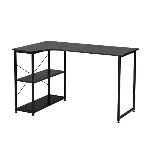 BoardG 2段ラック付 勉強机 Dark デスク木製 書斎机 Particle 【国内発送】2台【ダークブラウン】パソコンデスク ミシン台 ダークブラウンGG3939 L字 Brown 120cm