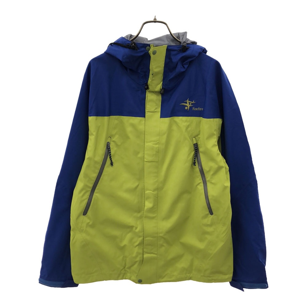 ロゴ刺繍 マウンテンパーカー M グリーン×ブルー 比翼仕立て ジャケット アウトドア レディース
