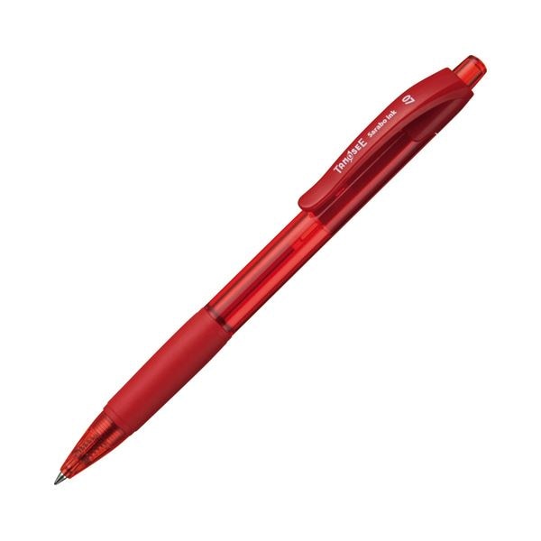 （まとめ） TANOSEE ノック式油性ボールペン（なめらかインク） 0.7mm 赤 1本 100セット