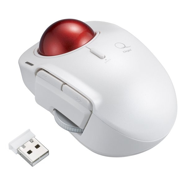 無線小型5ボタン レーザー式人差し指トラックボール ホワイト MUS-TRLF184W
