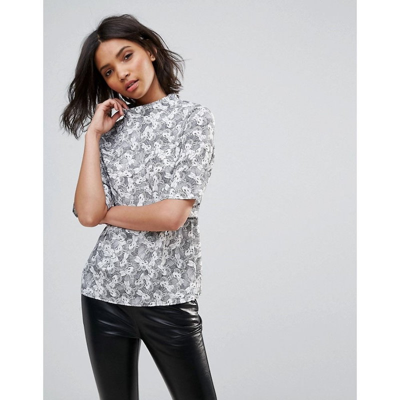 ネオンローズ レディース トップス【Neon Rose Bunny Boiler Print Shell Top】Black/white ネオンローズ レディース トップス【Neon Rose Bunny Boiler Print Shell Top】Black/white
