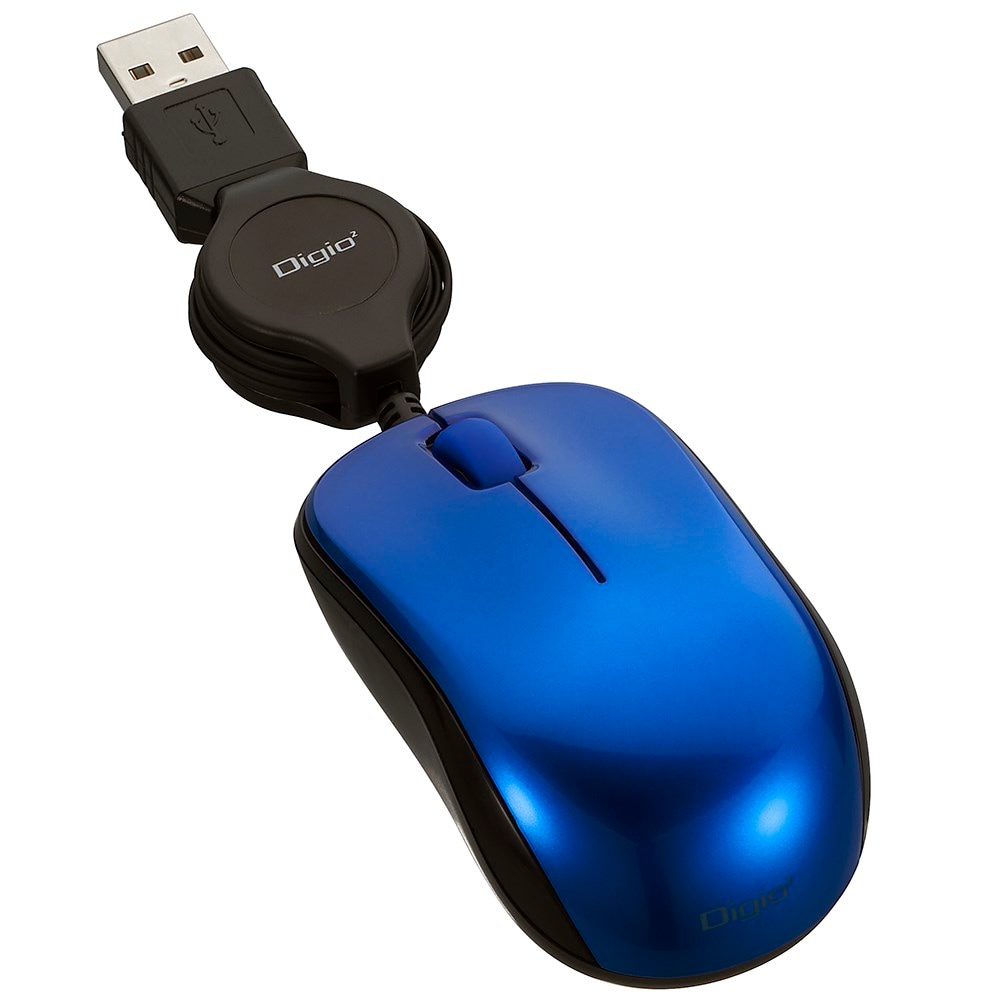 （まとめ買い）くるんとmini 小型巻き取り有線3ボタンBlueLEDマウス ブルー MUS-UKT166BL [x3]