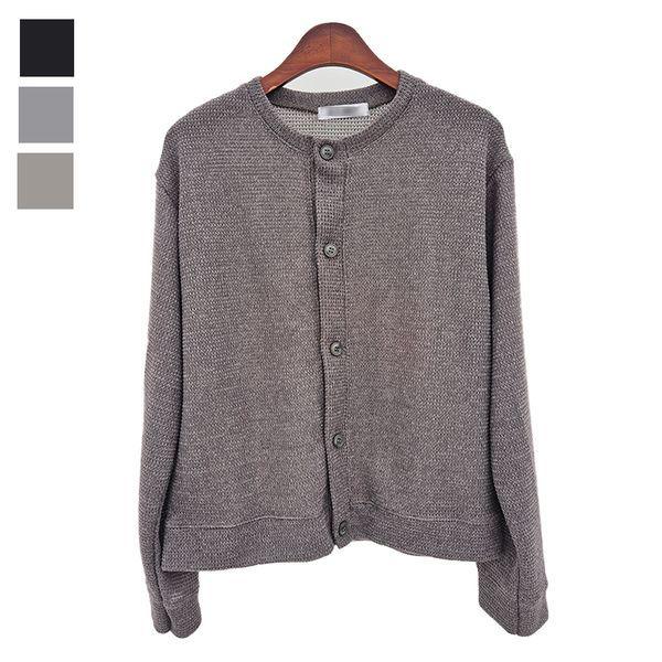 メンズオーニング薄手スカシ長袖カーディガン 5C CA Q112 モカ_P409162547