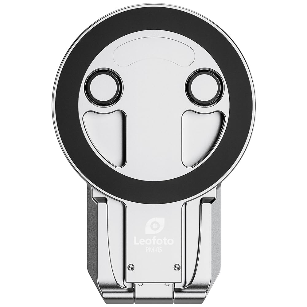 Leofoto レオフォト PM05 三色展開 折りたたみ式マグネットスマホスタンド両面吸着・超薄7mm・軽量63gブラック・シルバー・ピンクMagSafe対応 (シルバー)