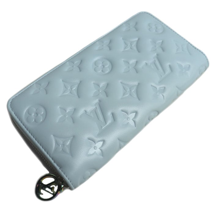 LOUIS VUITTON ルイ・ヴィトン ジッピーウォレット 長財布 ラウンドファスナー モノグラム エンボス ウォッシュド・ブルー M83682 IC レディース 中古 極美品