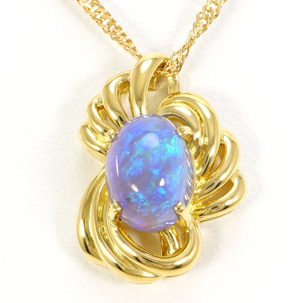 K18 18金 YG ネックレス ブラックオパール カード鑑別書 ジュエリー 中古