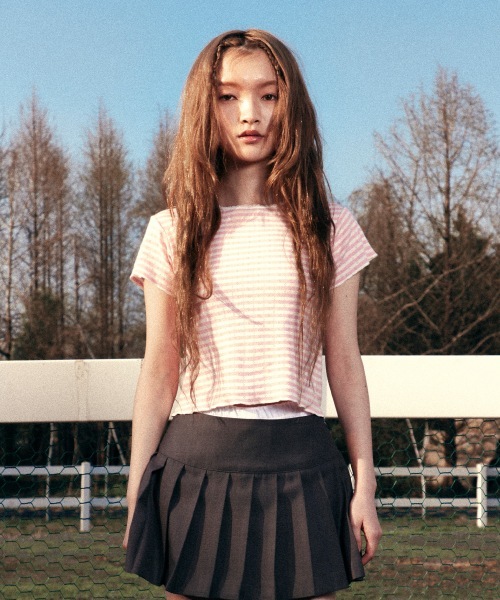 YOUHEE LACE STRIPE TSHIRTS PINK YHSTEB005PN