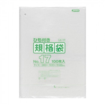ジャパックス LD規格袋 厚み0.030mm No.17 ひも付き 透明 100枚×5冊×3箱 LK17