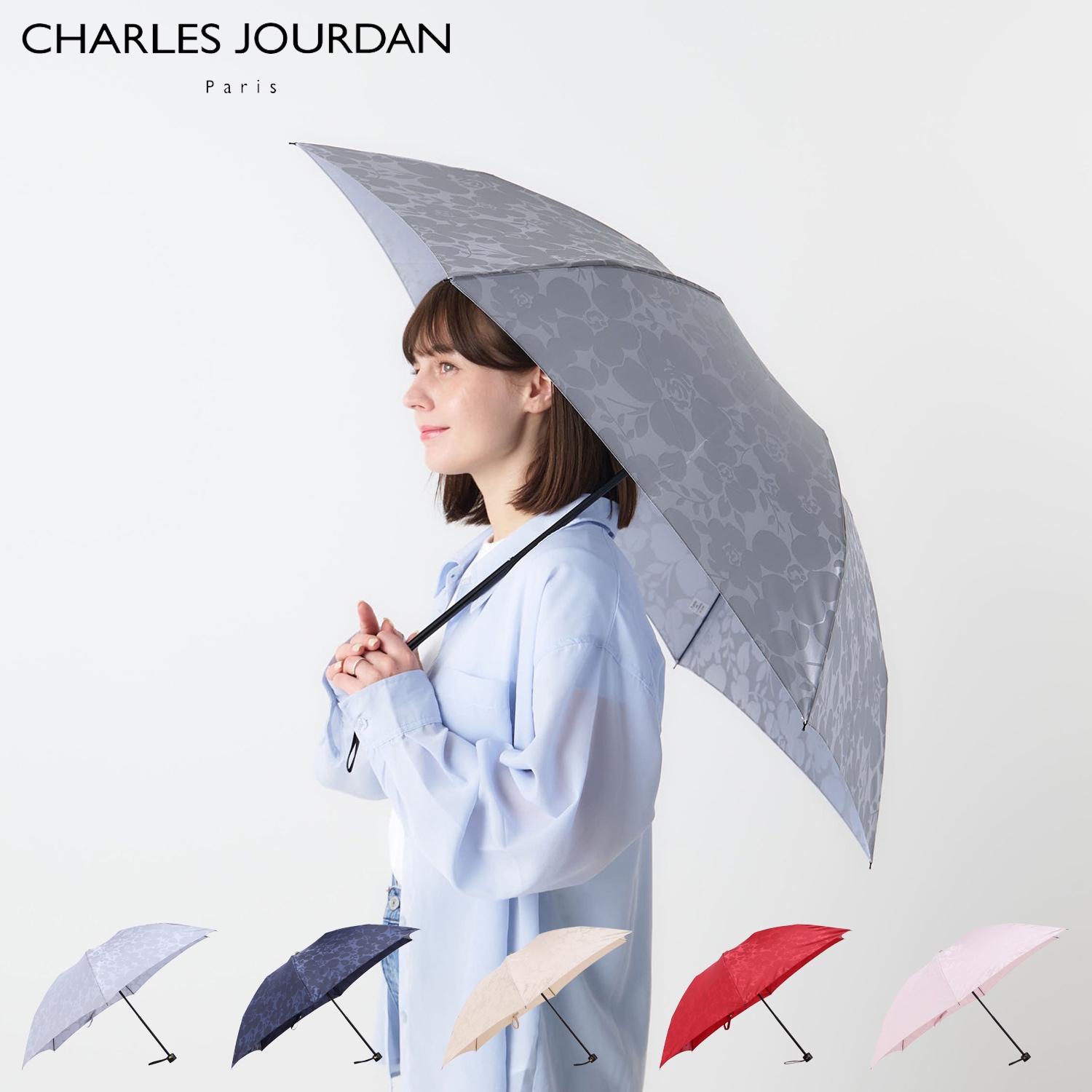 傘 折りたたみ 雨傘 レディース 55cm 軽量 花柄 ジャガード 婦人折り畳み傘 1CJ 17059-59