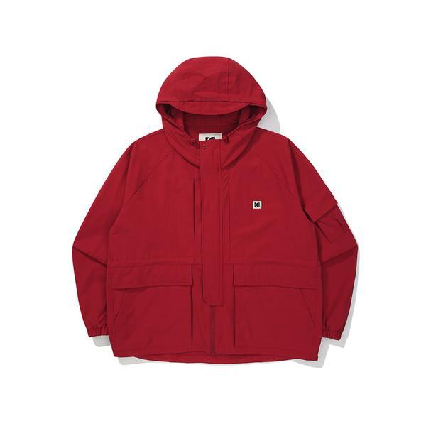 [公式] リネンライク ベーシック フード クロップ ジャケット ウーマン RED