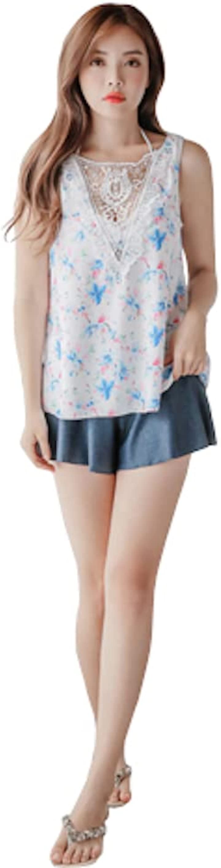 体型カバー カバーアップ 水着 4点セット タンキニ(白青花ネイビー, LL) 4,882円