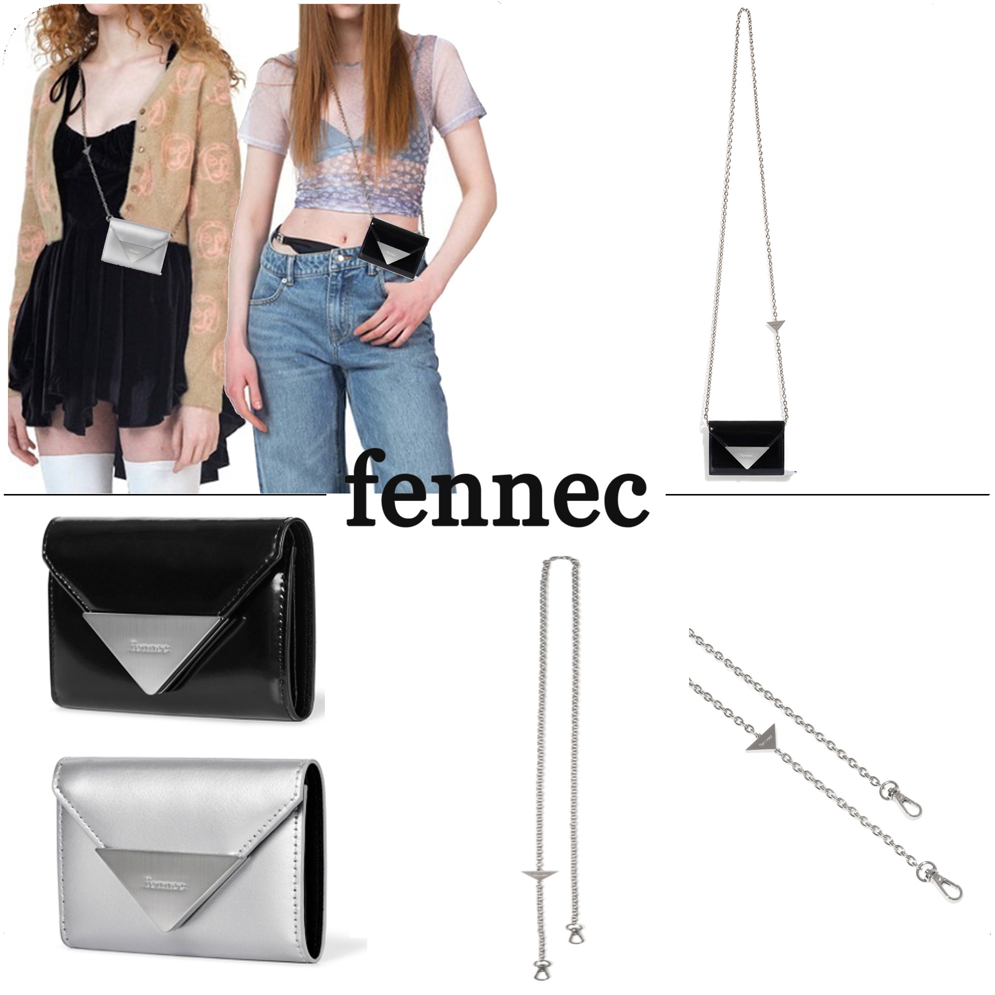 LACQUER TRIANGLE WALLET + TRIANGLE LONG STRAP SET