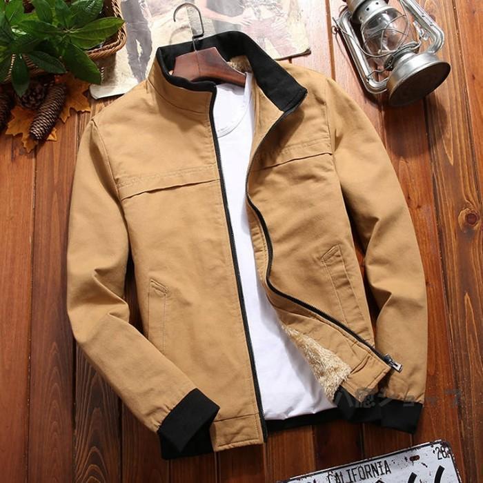 春 ミリタリージャケット ブルゾン 裏ボア メンズ カジュアル アウター 立ち襟 コート 無地 暖かい 防寒対策 厚手 新作 秋冬