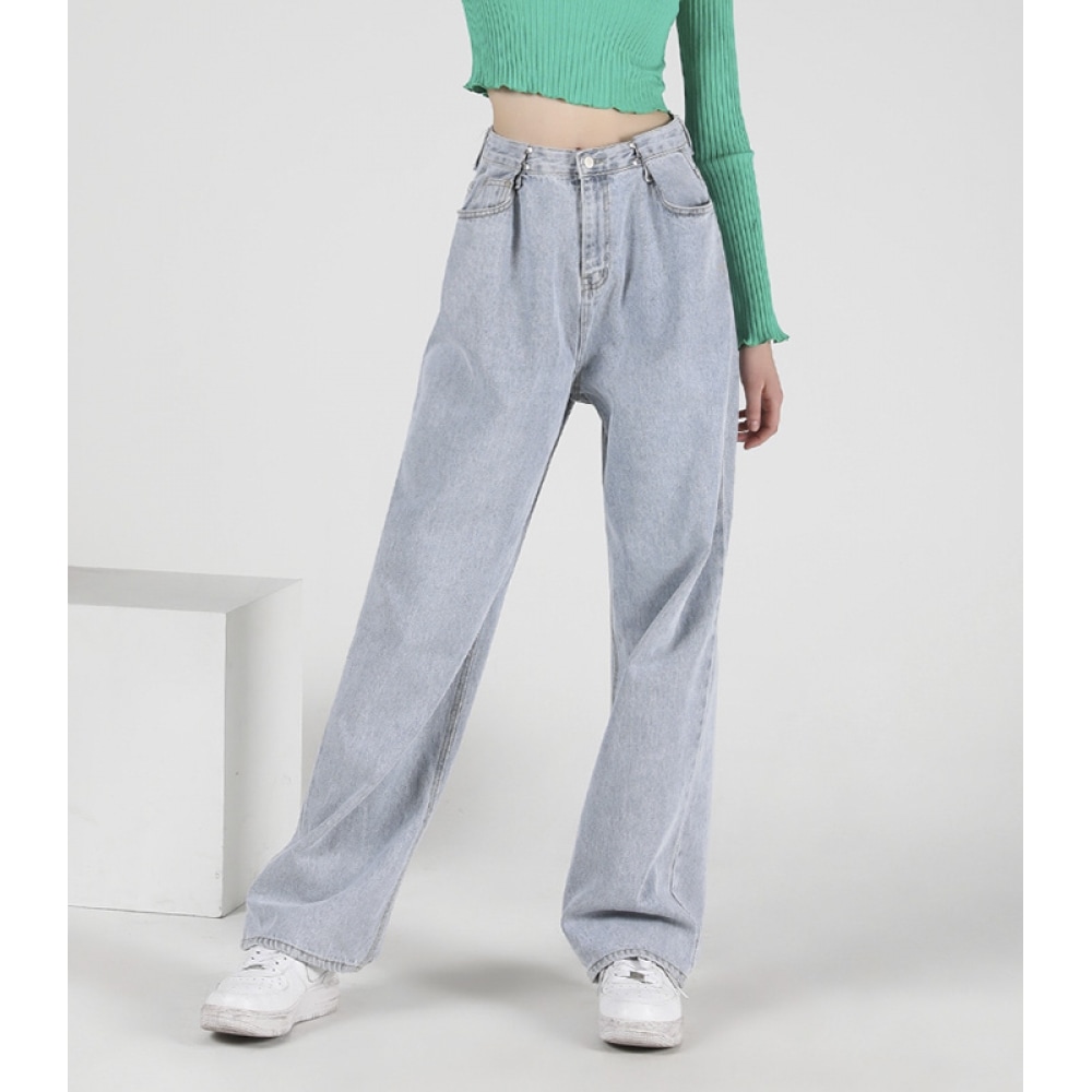 AVANDRESS バックルワイドデニムパンツ ブルー