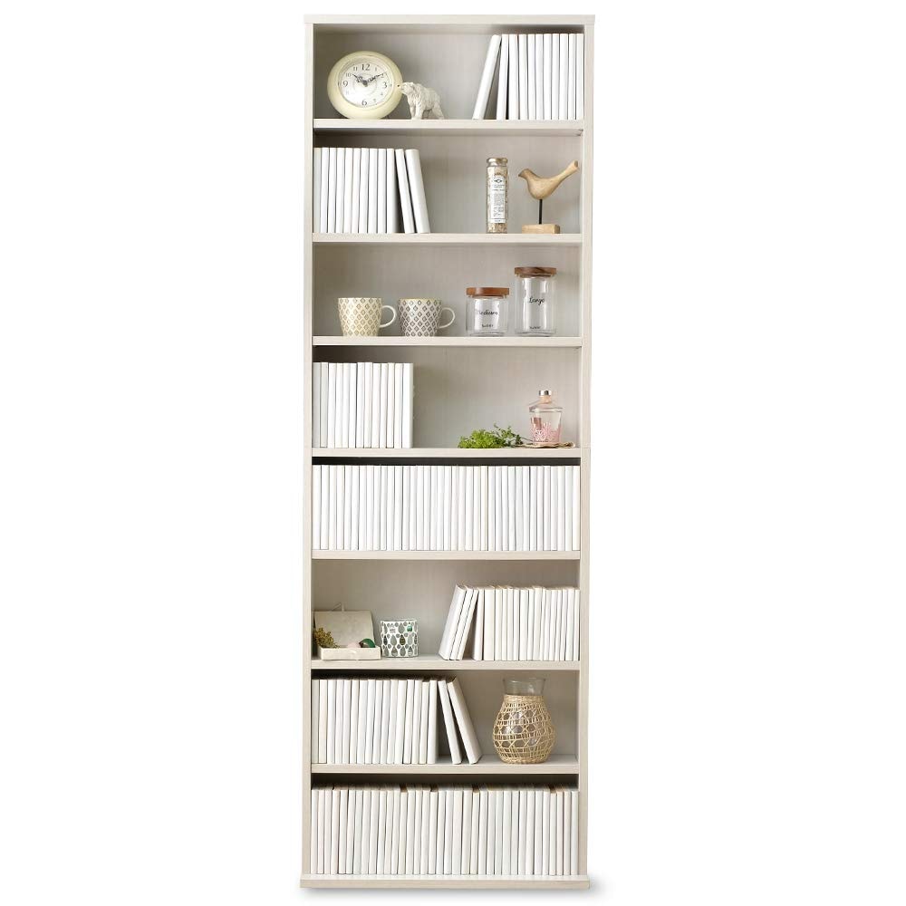 アイリスオーヤマ 本棚 大容量 スリム 幅約59.8×奥行約23×高さ約180 8段 棚板可動 オープンラック 組立品 オフホワイト CORK-1860