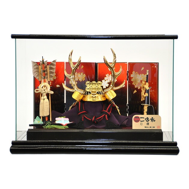 五月人形 5月人形 ここはれ 心晴 晴紫蘭硝子小箱 2025年 手作り 初節句 兜 鎧兜 真田幸村 送料無料 ｺﾝﾊﾟｸﾄ ﾐﾆ 平飾り ケース 新作 秀光 限定品 目玉商品 かっこいい 買得 お得