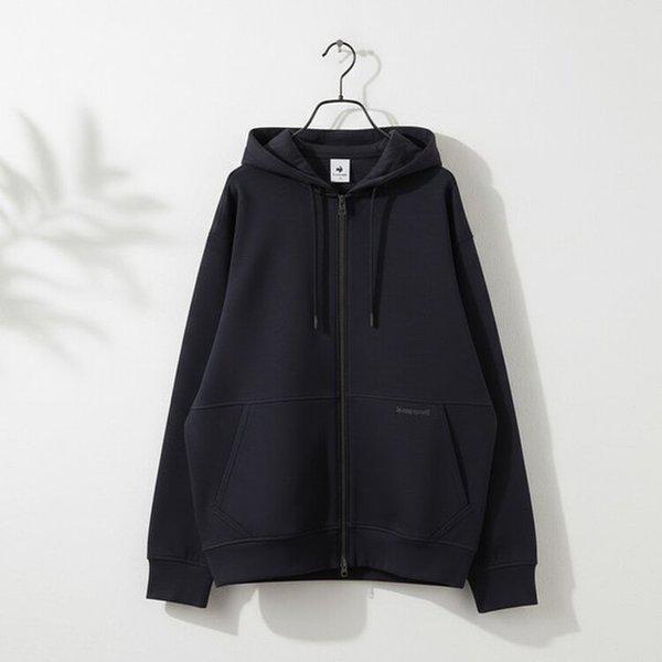 ユニクッション地ルーズフィットフードジップアップQR123LFT13-BLK