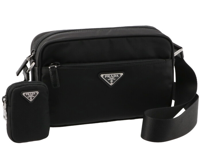 PRADA 1BC167-RV44-F0002 Re-Nylon プラダ ショルダーバッグ ミニポーチ付 リナイロン/サフィアーノレザー トライアングルロゴプレート