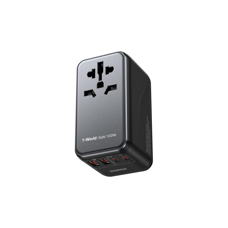 【超高速の100W出力】 MOMAX 変換プラグ 100W PD GaN 急速充電 全世界対応 海外旅行用電源変換プラグ 5台同時充電 2*PD USB-C+2*QC USB-A 海外用コンセント 海