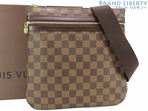 ほぼ新品ルイヴィトンダミエポシェットボスフォール斜め掛けショルダーバッグメッセンジャーバッグダークブラウンN51111