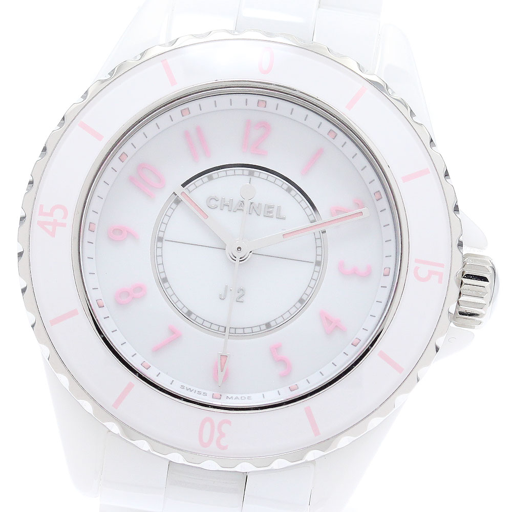 シャネル CHANEL H6755 J12 ピンク ブラッシュ 世界限定1200本 クォーツ レディース 良品 保証書付き_869163【中古】