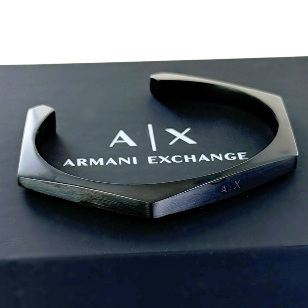 アルマーニエクスチェンジ バングル メンズ ブラック ロゴ シンプル ブランド Armani Exchange アクセサリー 男性 ブランド プレゼント ギフト 記念日 誕生日 AXG0139001