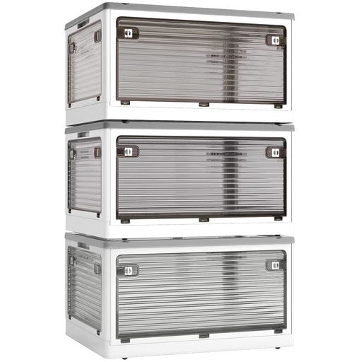 X XUNTAO【収納ボックス 折りたたみ】蓋付き 積み重ね 全方向から取り出せる 3個セット 収納ケース 衣類 布団 小物 収納 折り畳み コンテナ ボックス 大型 プラスチック キャスター付き お