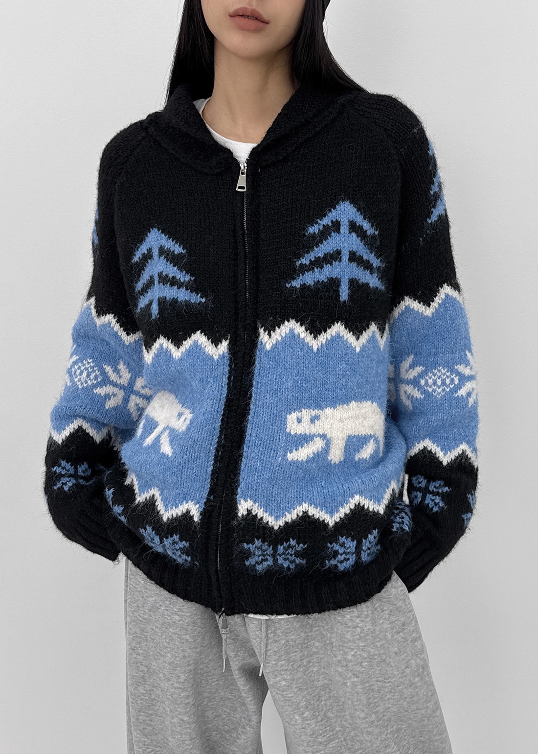 (UNISEX) ヒト・カウチンウール ツーウェイニット ジップアップ