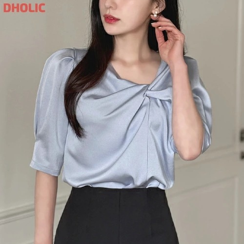 [メガ割りSALE]シルキーツイストパフ半袖ブラウス