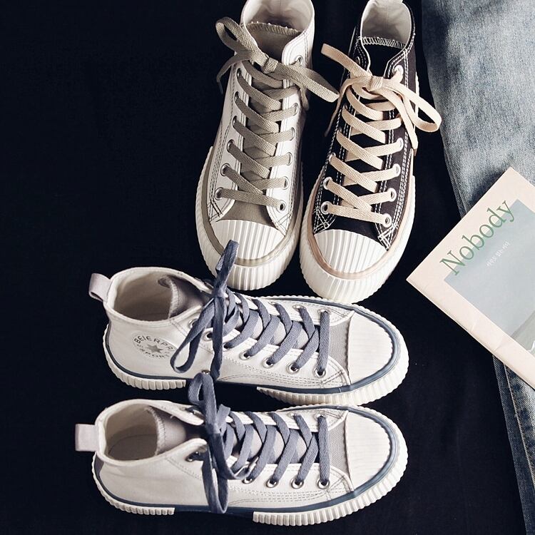 スニーカー レディース シューズ l フラット おしゃれ かっこいい バイカラー キャンバススニーカー ランニングシューズ アクセントカラー ポイント 大人っぽい きれいめ シューズ 靴 コーデ カ