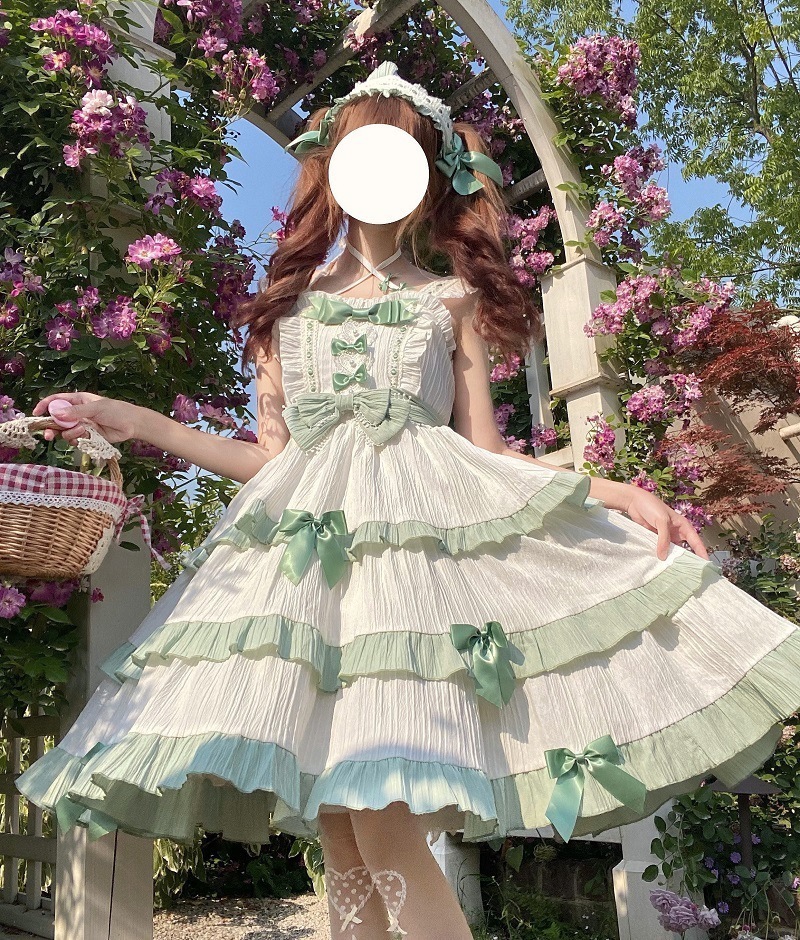 田園風優しい女の子のキャミソールワンピース ロリータワンピース