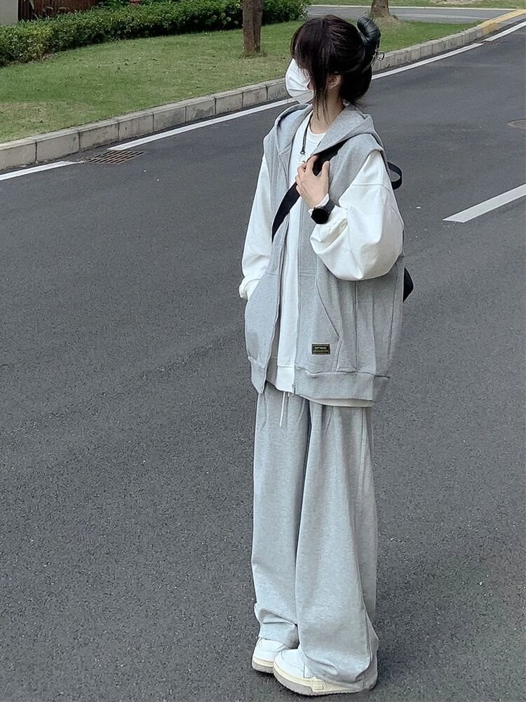 春秋の女性用秋スポーツスーツゆったりスリム学生韓国風トレーナーカジュアルツーピースファッション