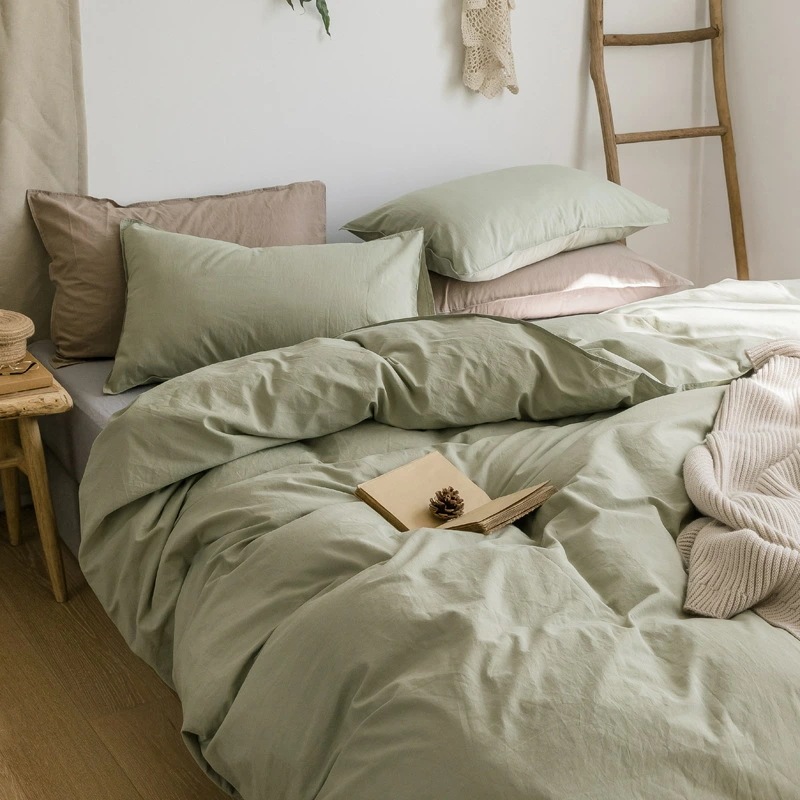 四件セット ベッドシーツ カバーセット シンプル 清潔 水洗き 綿 1.8m 用 宿舎用