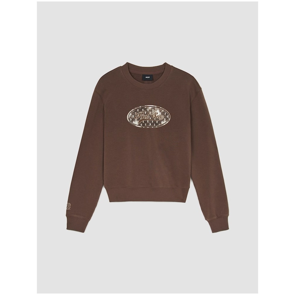 MLB 女性用ビンテージサークルモノグラムクロップスウェットシャツ BOS (Mg.Brown) QHHC3FMTM1244-43BRM