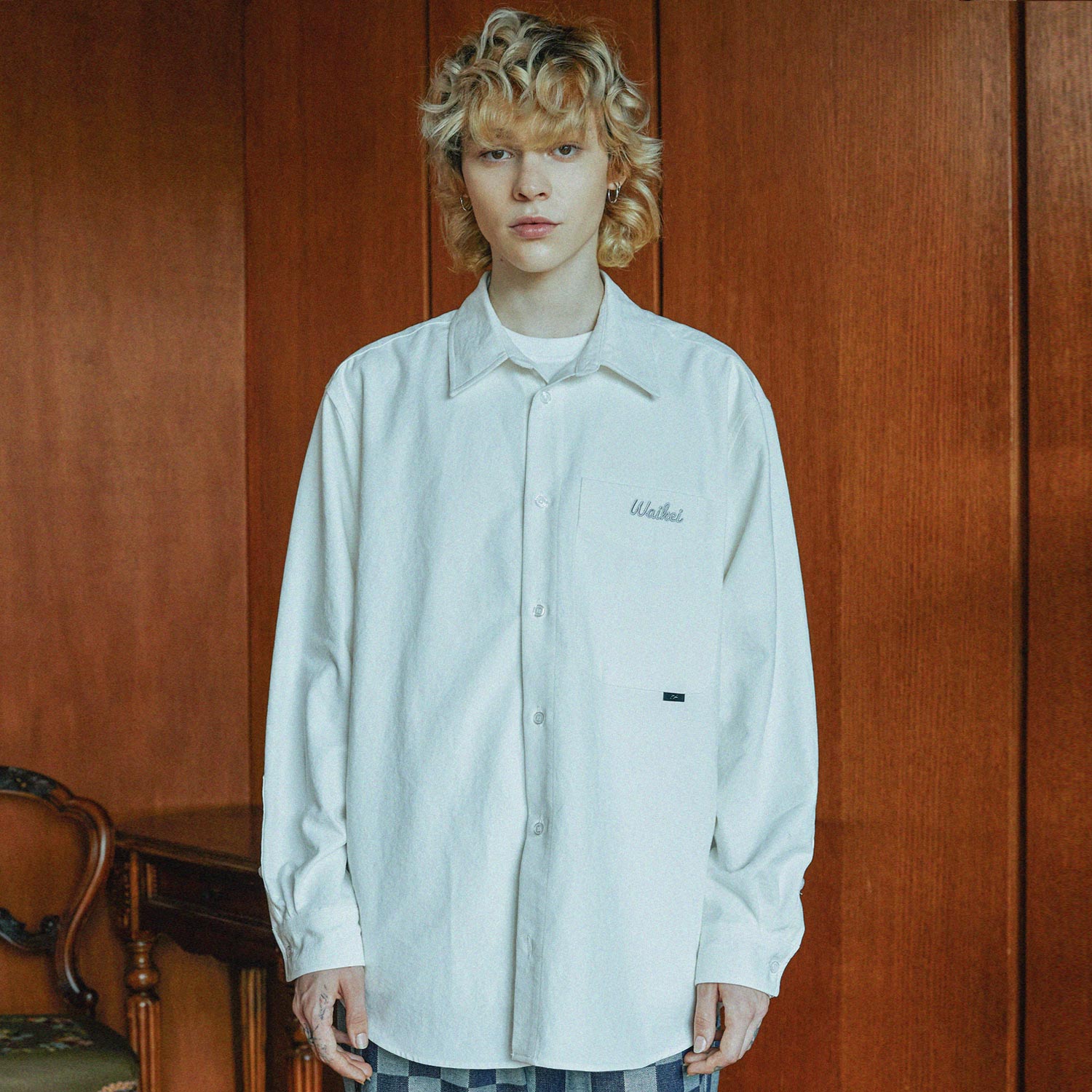 Oxford over fit shirts WHITE