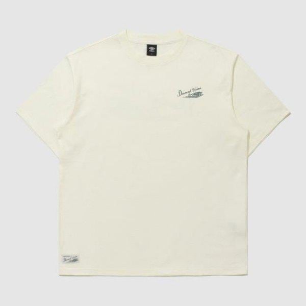M 半袖Tシャツ LQC UQ121CRS11-CRM ウェイファインダー ガーメントダイイング レタリング 半袖Tシャツ CREAM