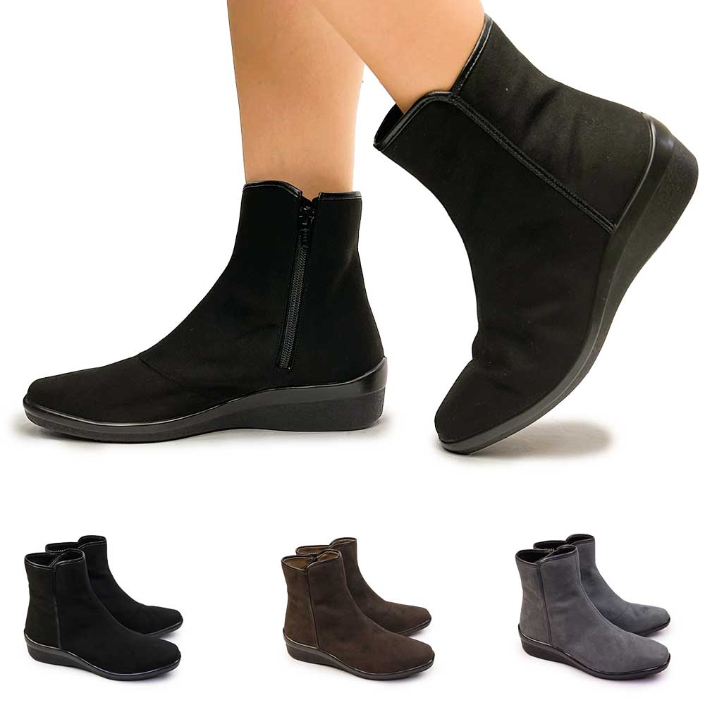 防水 ブーツ TDY3999 防滑 ゴアテックス 3E 幅広 サイドジップ スエード調 レディース アサヒシューズ